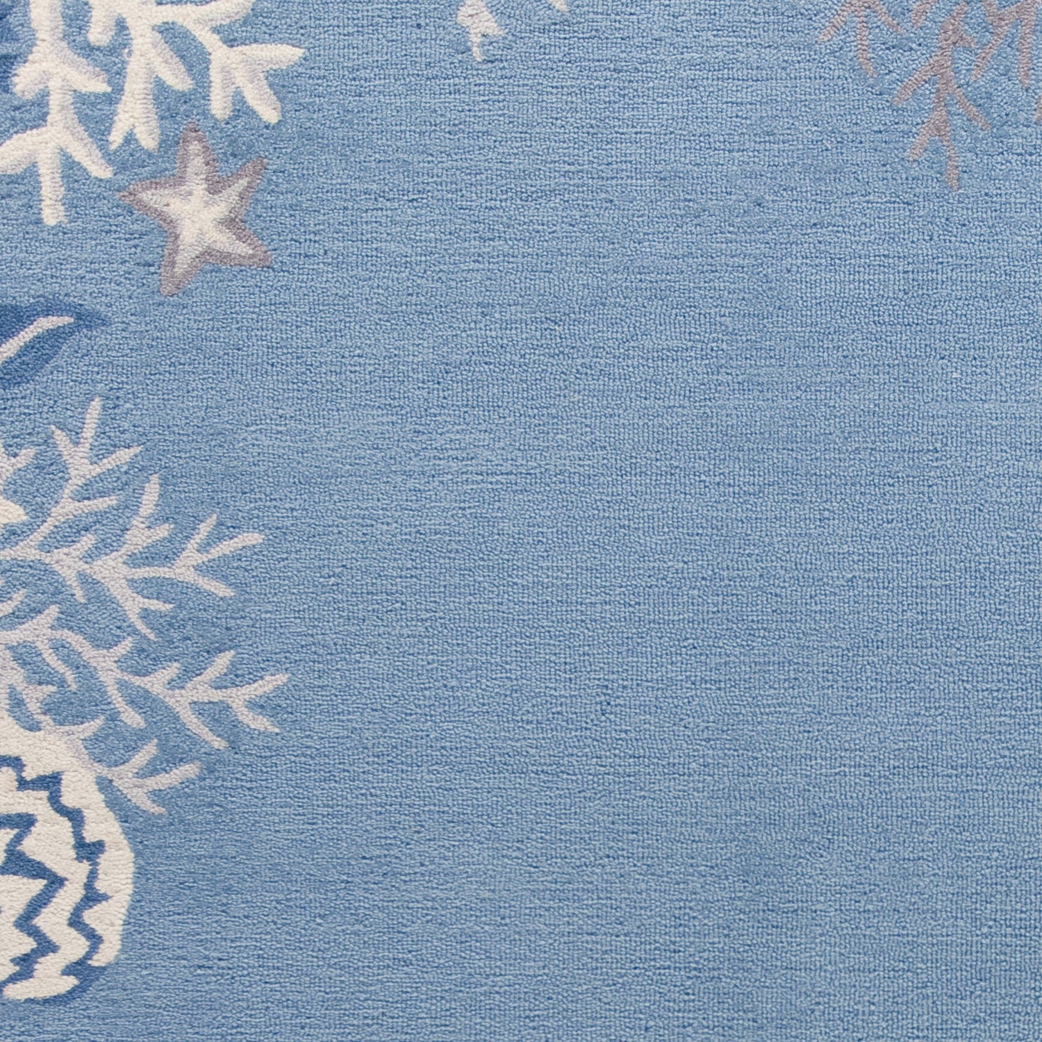 5' X 8' Blue Gray And White Fish and Coral Hand Tufted Area Rug-Area Rugs-DECOROLALA