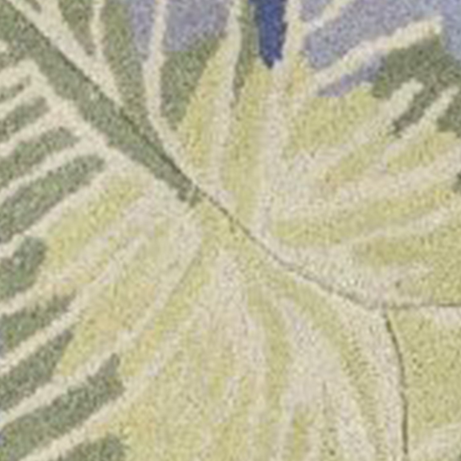 5' X 8' Blue Green And Beige Wool Tropical Botanical Hand Tufted Area Rug-Area Rugs-DECOROLALA