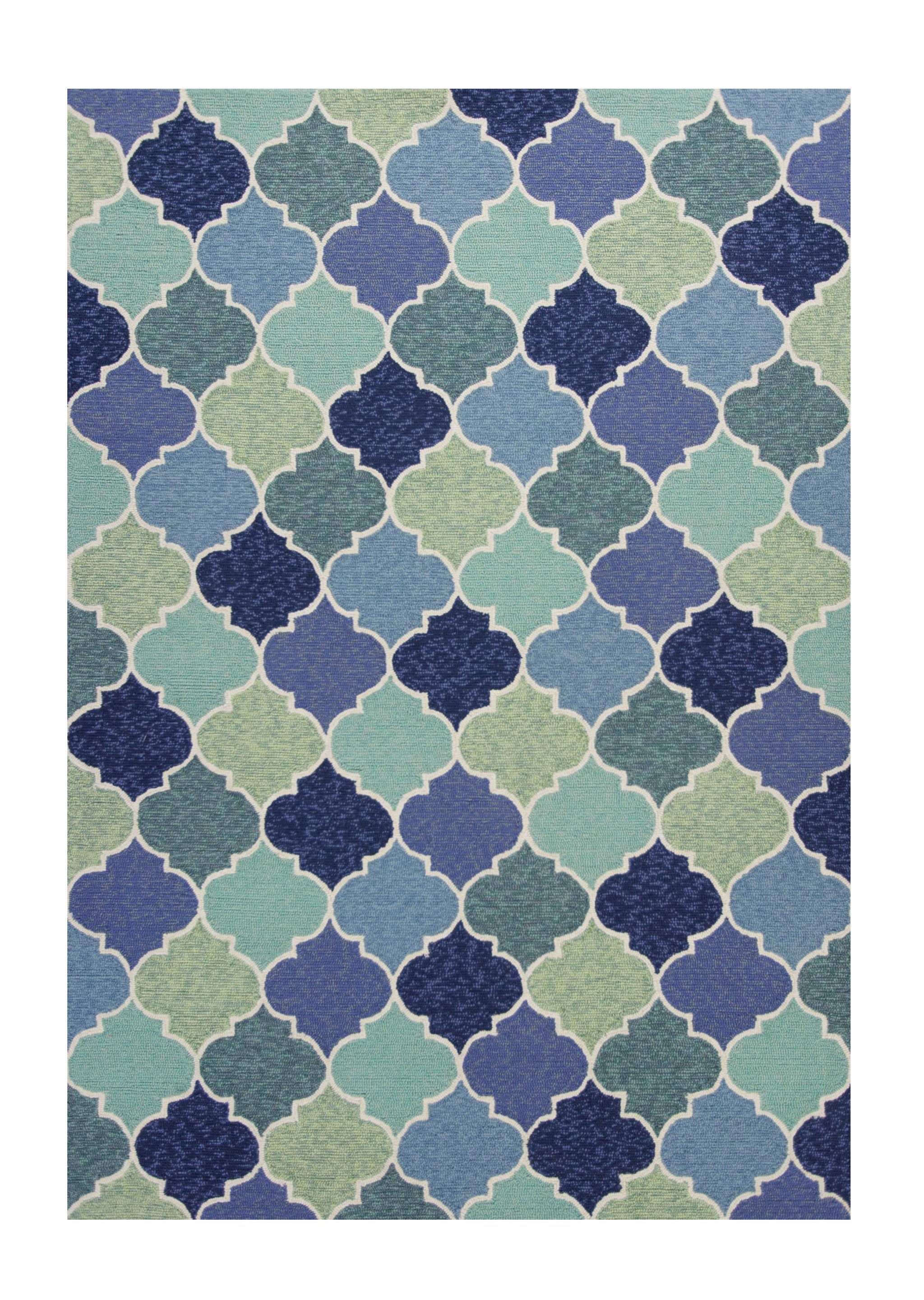 5' X 8' Blue Moroccan Indoor Outdoor Area Rug-Outdoor Rugs-DECOROLALA