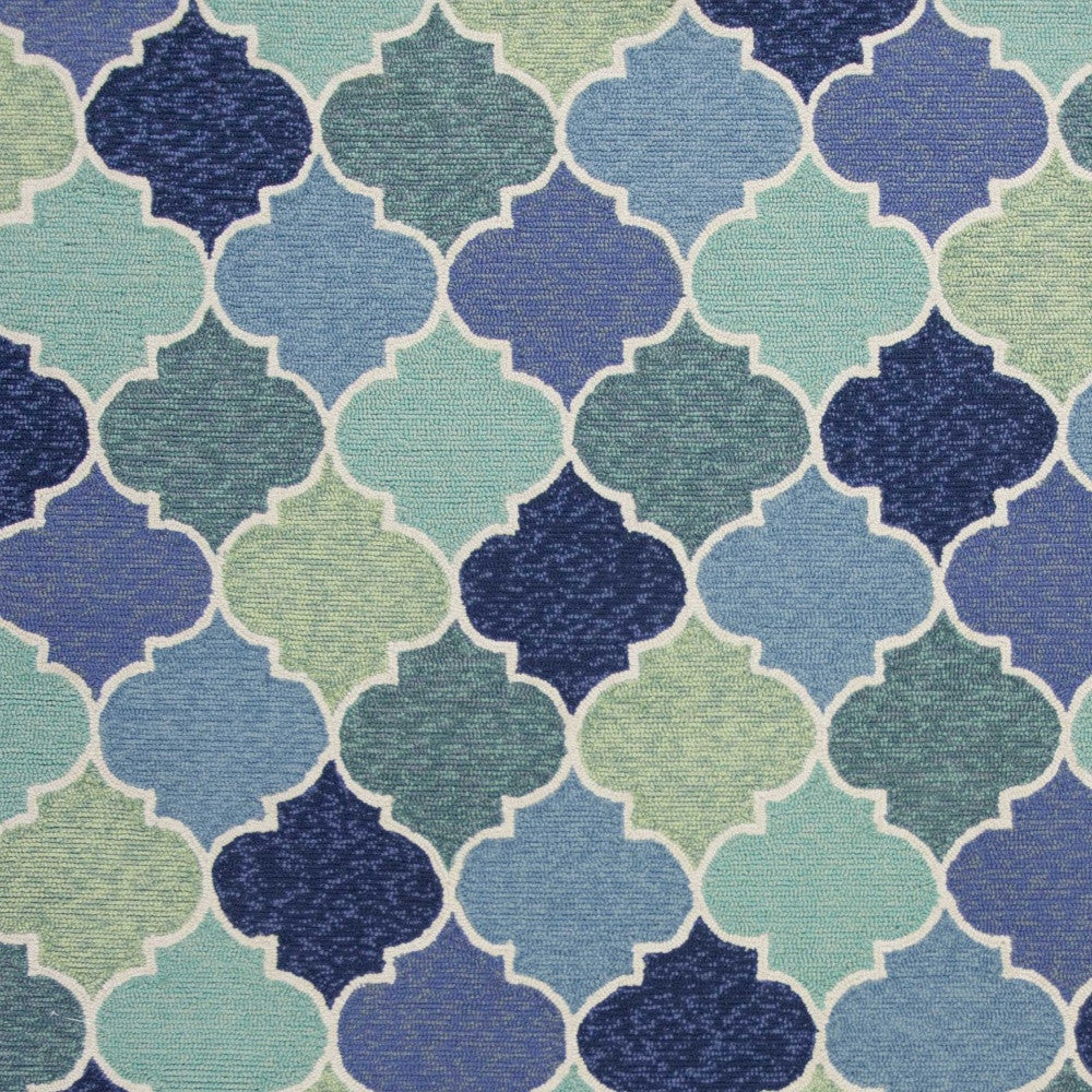 5' X 8' Blue Moroccan Indoor Outdoor Area Rug-Outdoor Rugs-DECOROLALA