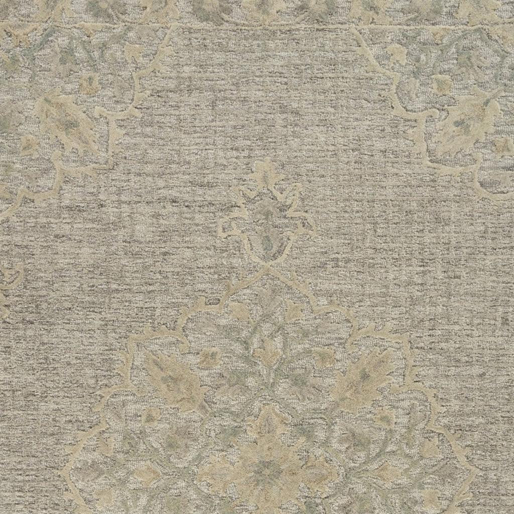 5' X 8' Blue Wool Floral Medallion Hand Tufted Area Rug-Area Rugs-DECOROLALA