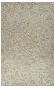 5' X 8' Blue Wool Floral Medallion Hand Tufted Area Rug-Area Rugs-DECOROLALA