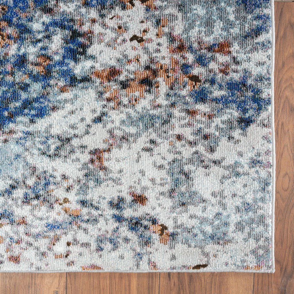 5' X 8' Blue and White Abstract Ocean Area Rug-Area Rugs-DECOROLALA