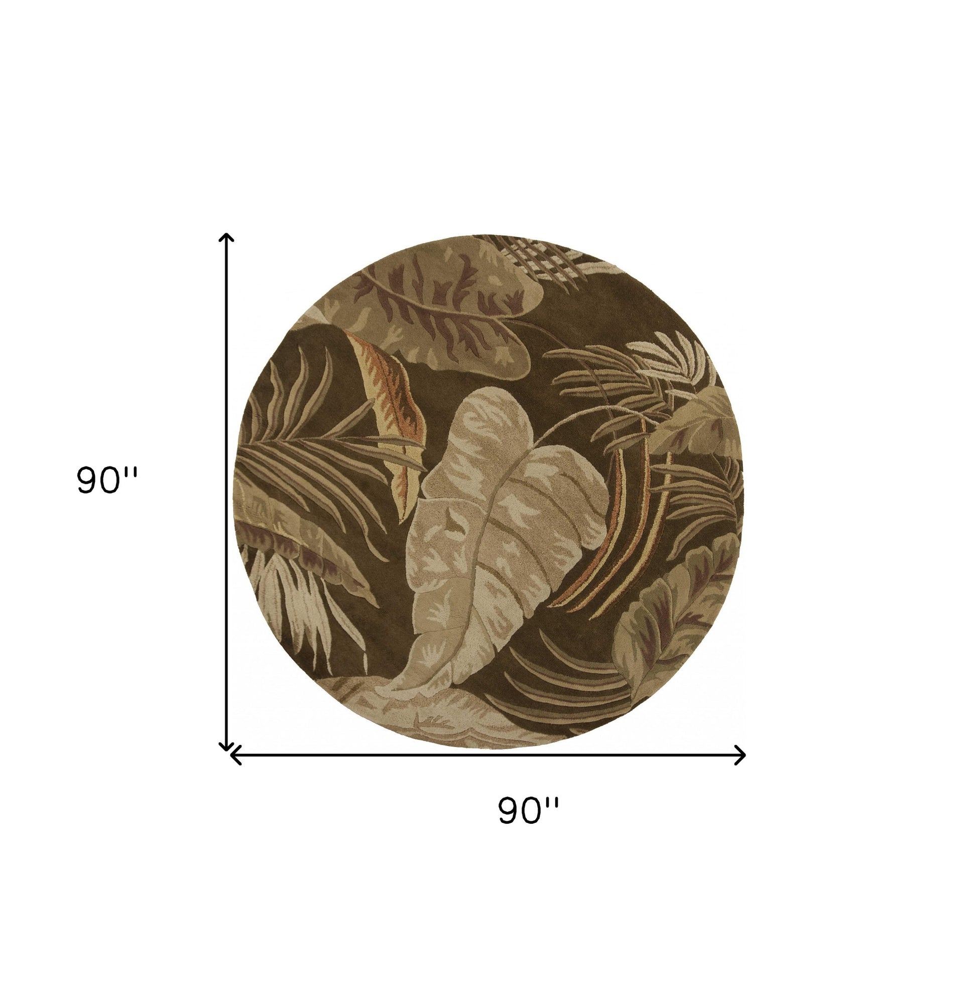 5' X 8' Brown And Beige Wool Botanical Leaves Hand Tufted Area Rug-Area Rugs-DECOROLALA
