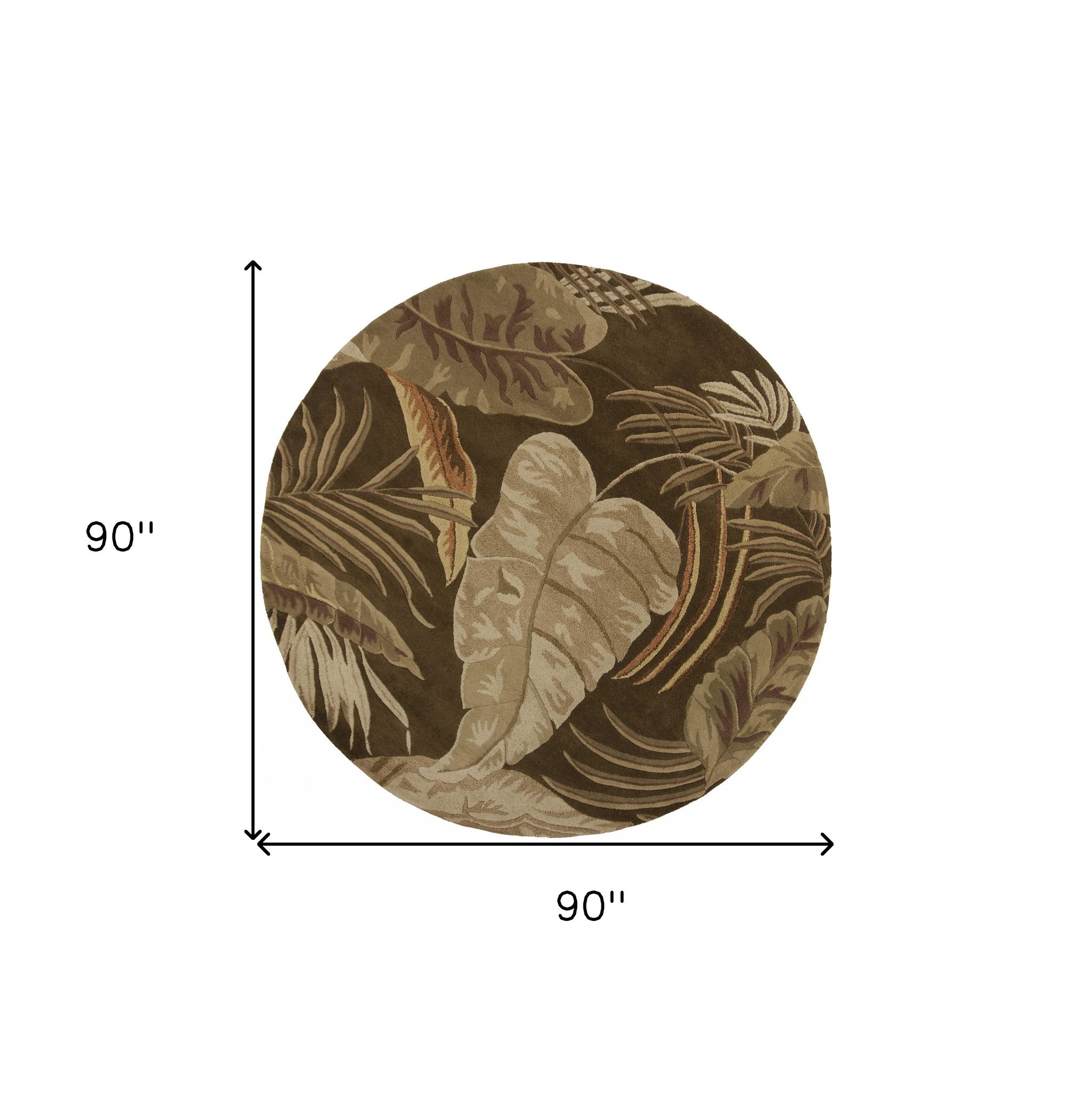 5' X 8' Brown And Beige Wool Botanical Leaves Hand Tufted Area Rug-Area Rugs-DECOROLALA