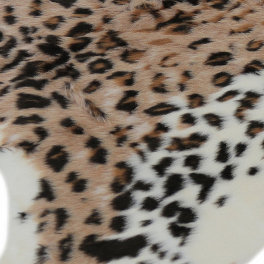 5' X 8' Brown And Black Leopard Print Hand Knotted Area Rug-Area Rugs-DECOROLALA