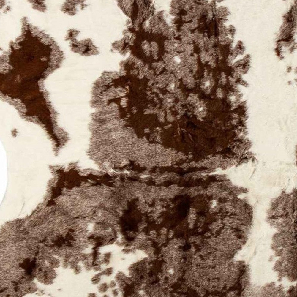 5' X 8' Brown And White Faux Cowhide Area Rug-Area Rugs-DECOROLALA