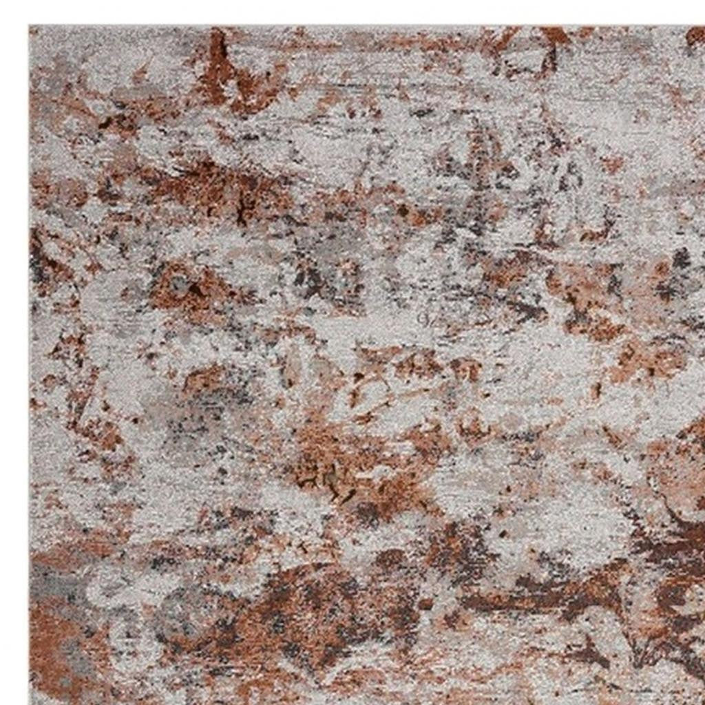 5' X 8' Brown and White Abstract Earth Area Rug-Area Rugs-DECOROLALA