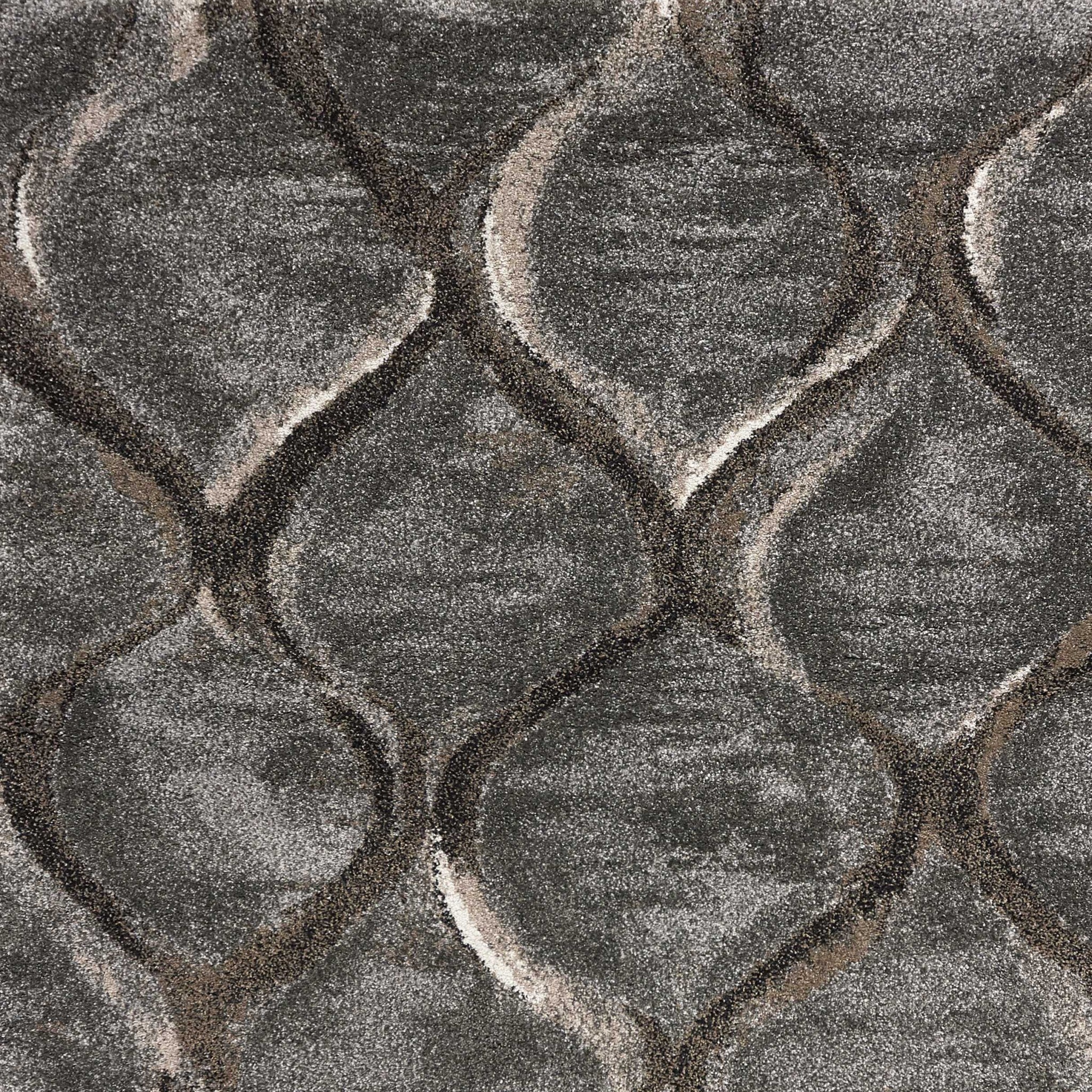 5' X 8' Charcoal And Light Gray Ogee Area Rug-Area Rugs-DECOROLALA