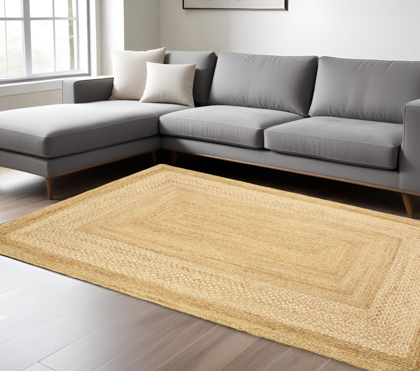 5' X 8' Classic Tan Bordered Area Rug-Area Rugs-DECOROLALA