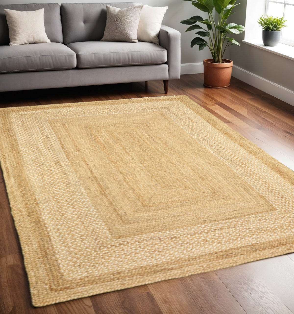 5' X 8' Classic Tan Bordered Area Rug-Area Rugs-DECOROLALA