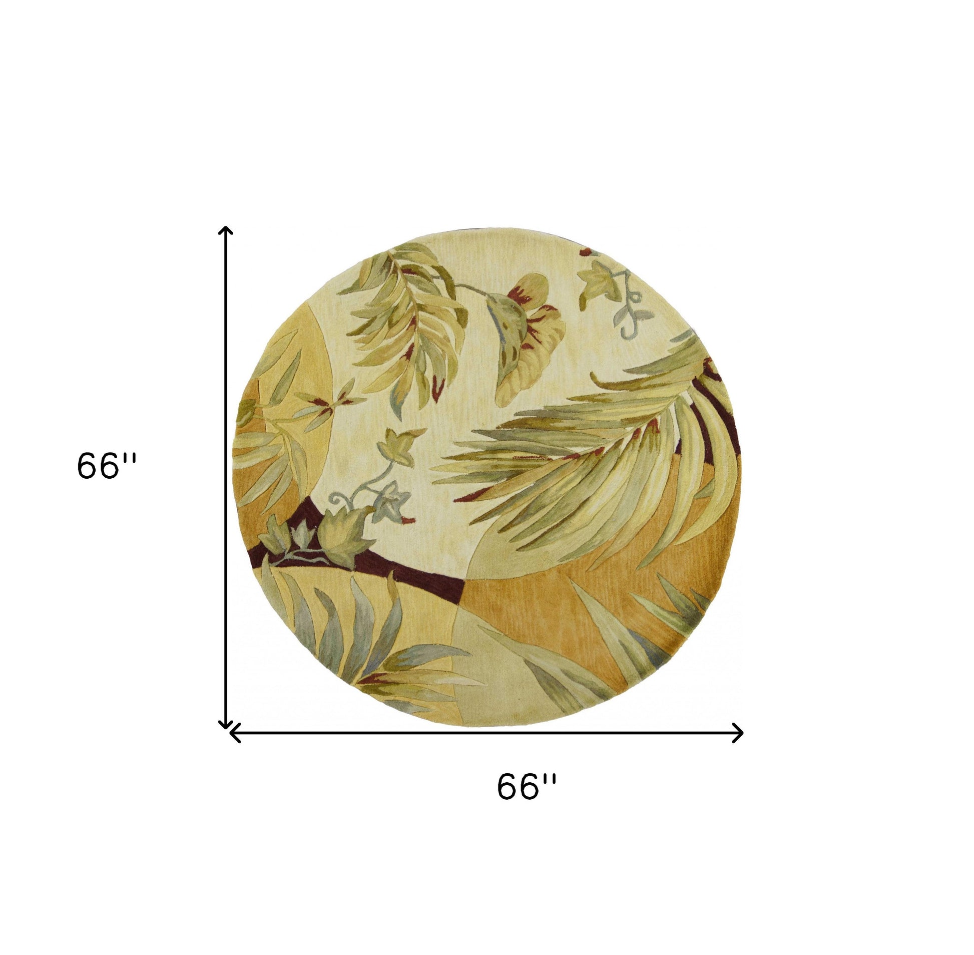 5' X 8' Coral Green And Ivory Wool Tropical Botanical Hand Tufted Area Rug-Area Rugs-DECOROLALA