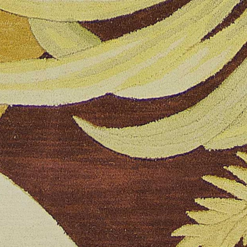 5' X 8' Coral Green And Ivory Wool Tropical Botanical Hand Tufted Area Rug-Area Rugs-DECOROLALA