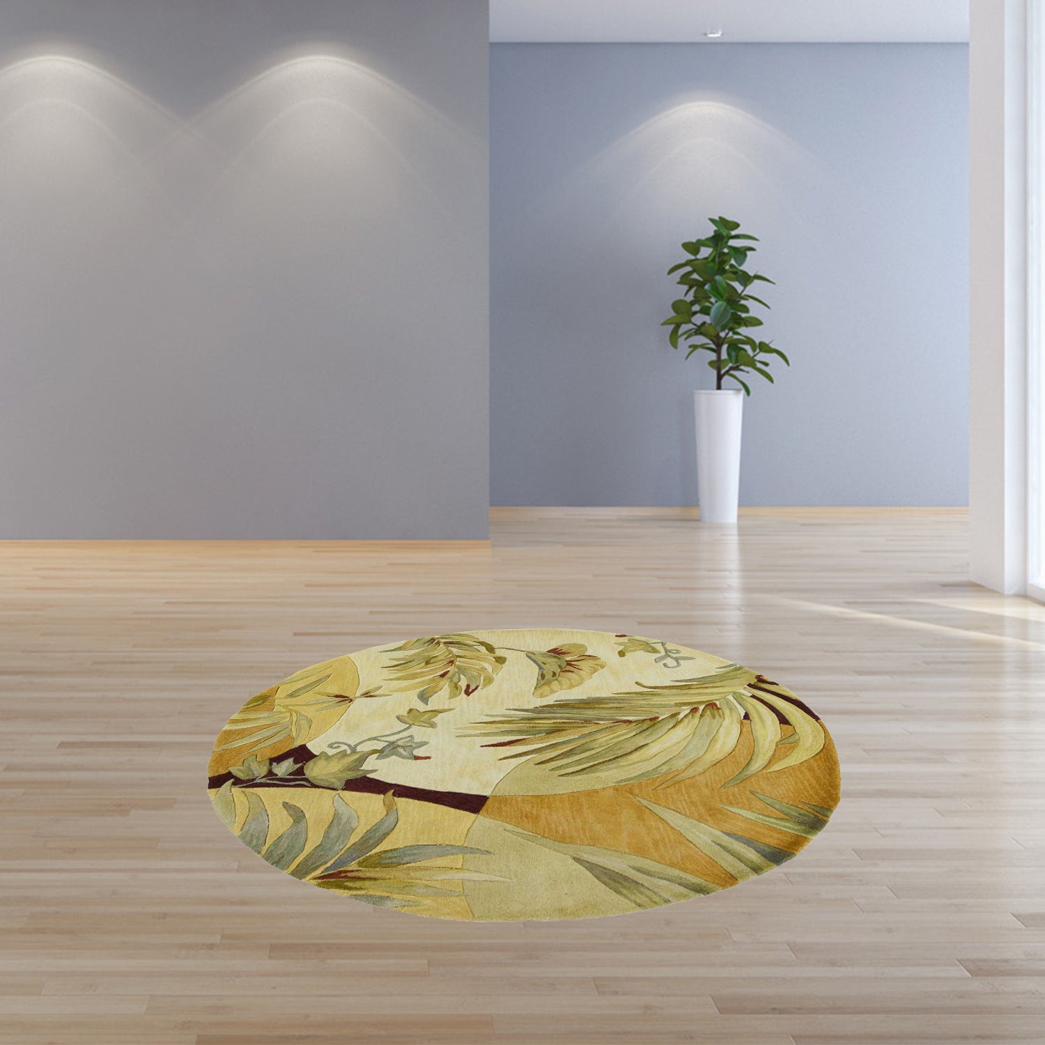 5' X 8' Coral Green And Ivory Wool Tropical Botanical Hand Tufted Area Rug-Area Rugs-DECOROLALA