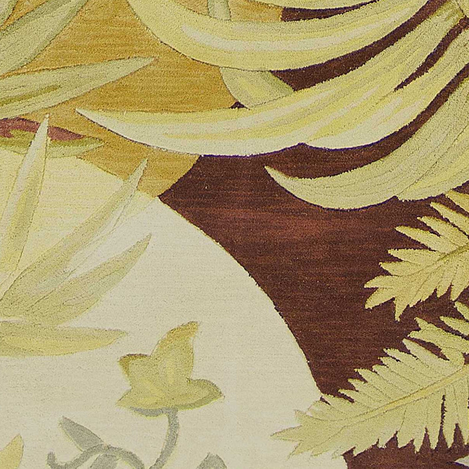 5' X 8' Coral Green And Ivory Wool Tropical Botanical Hand Tufted Area Rug-Area Rugs-DECOROLALA