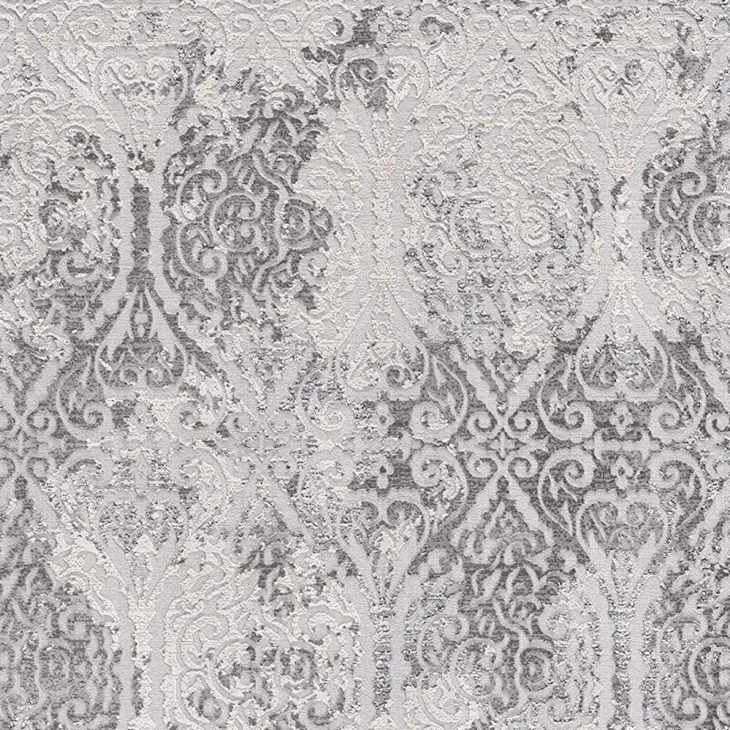 5' X 8' Cream And Gray Tinted Ogee Pattern Area Rug-Area Rugs-DECOROLALA