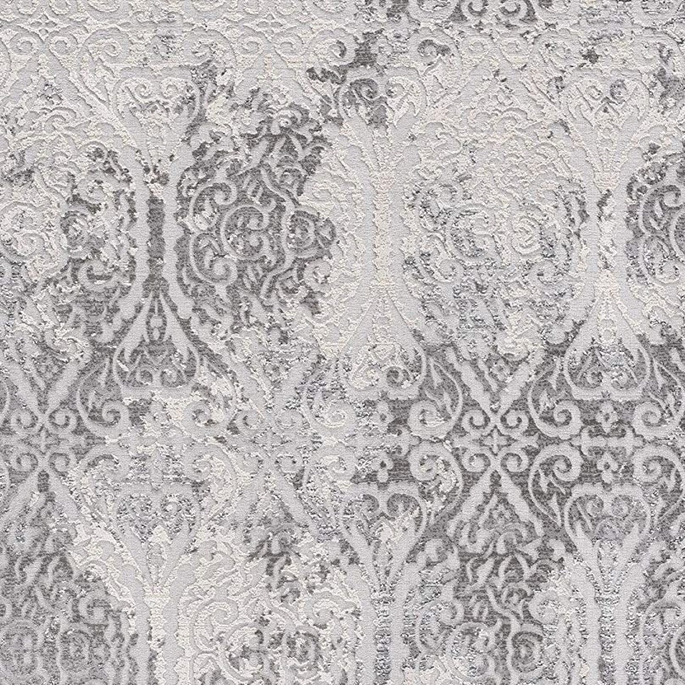 5' X 8' Cream And Gray Tinted Ogee Pattern Area Rug-Area Rugs-DECOROLALA