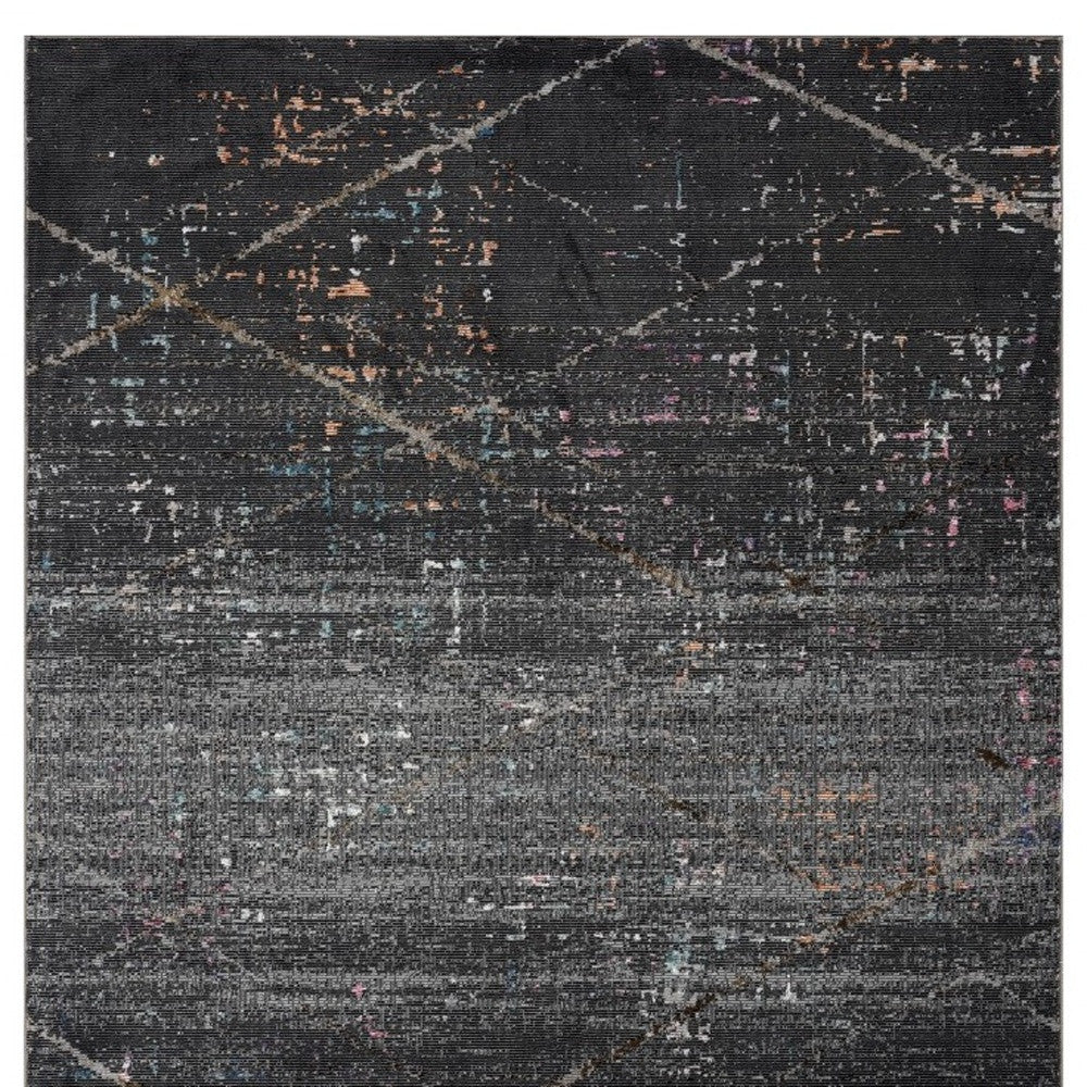 5' X 8' Distressed Black Abstract Area Rug-Area Rugs-DECOROLALA
