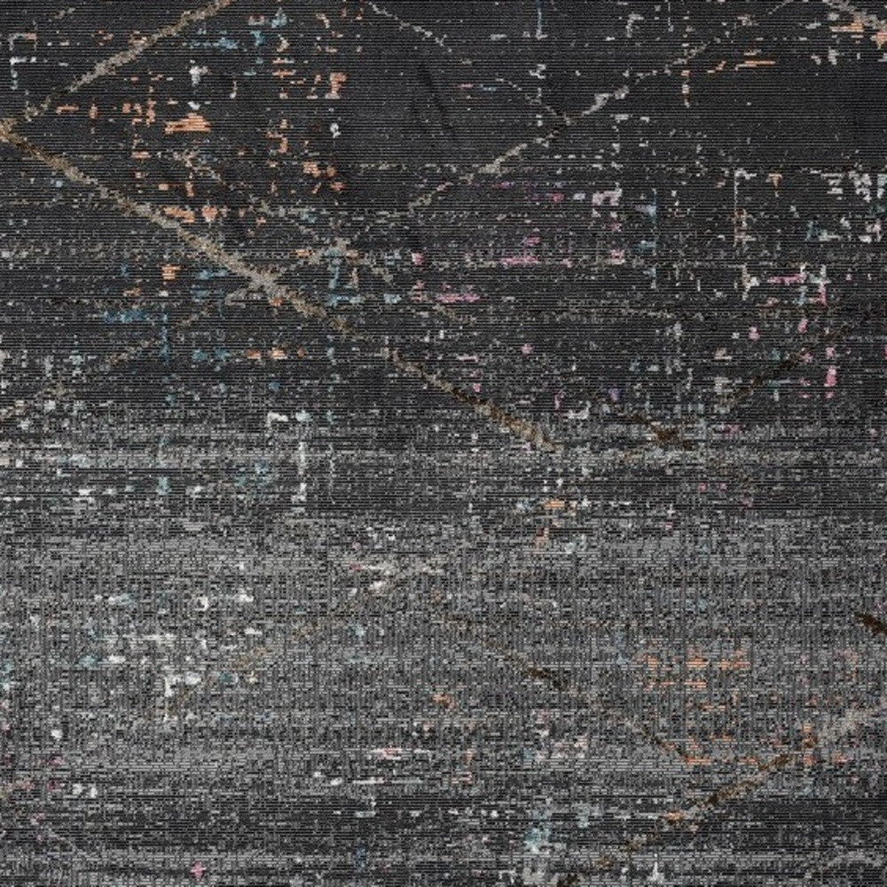 5' X 8' Distressed Black Abstract Area Rug-Area Rugs-DECOROLALA