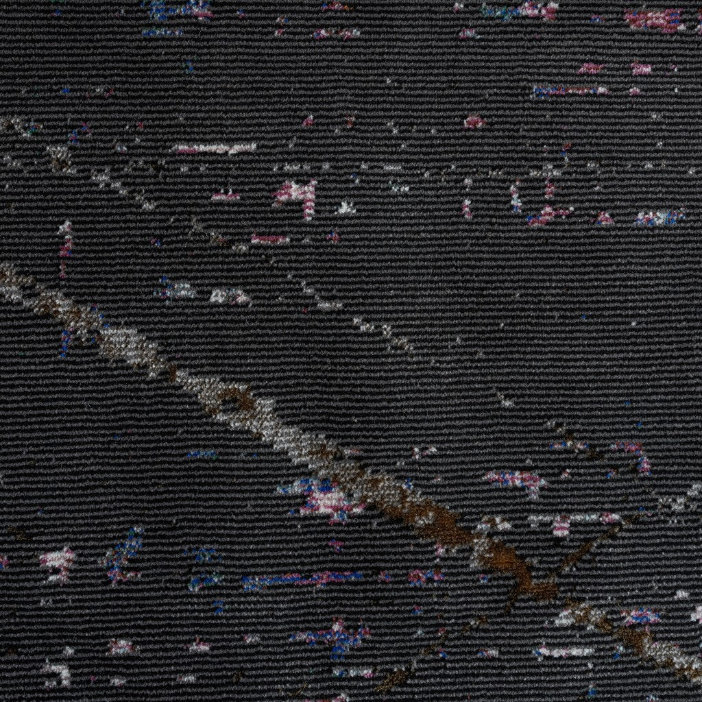 5' X 8' Distressed Black Abstract Area Rug-Area Rugs-DECOROLALA