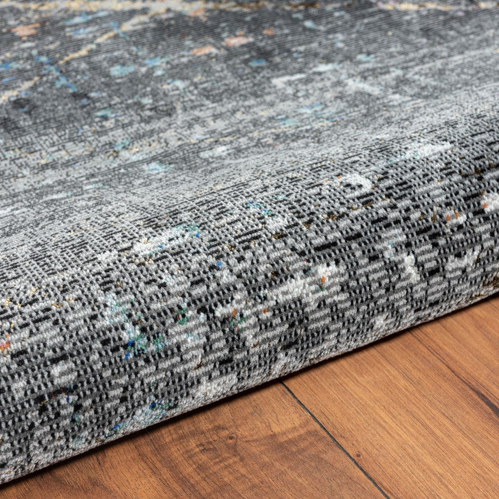 5' X 8' Distressed Black Abstract Area Rug-Area Rugs-DECOROLALA