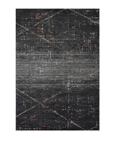 5' X 8' Distressed Black Abstract Area Rug-Area Rugs-DECOROLALA