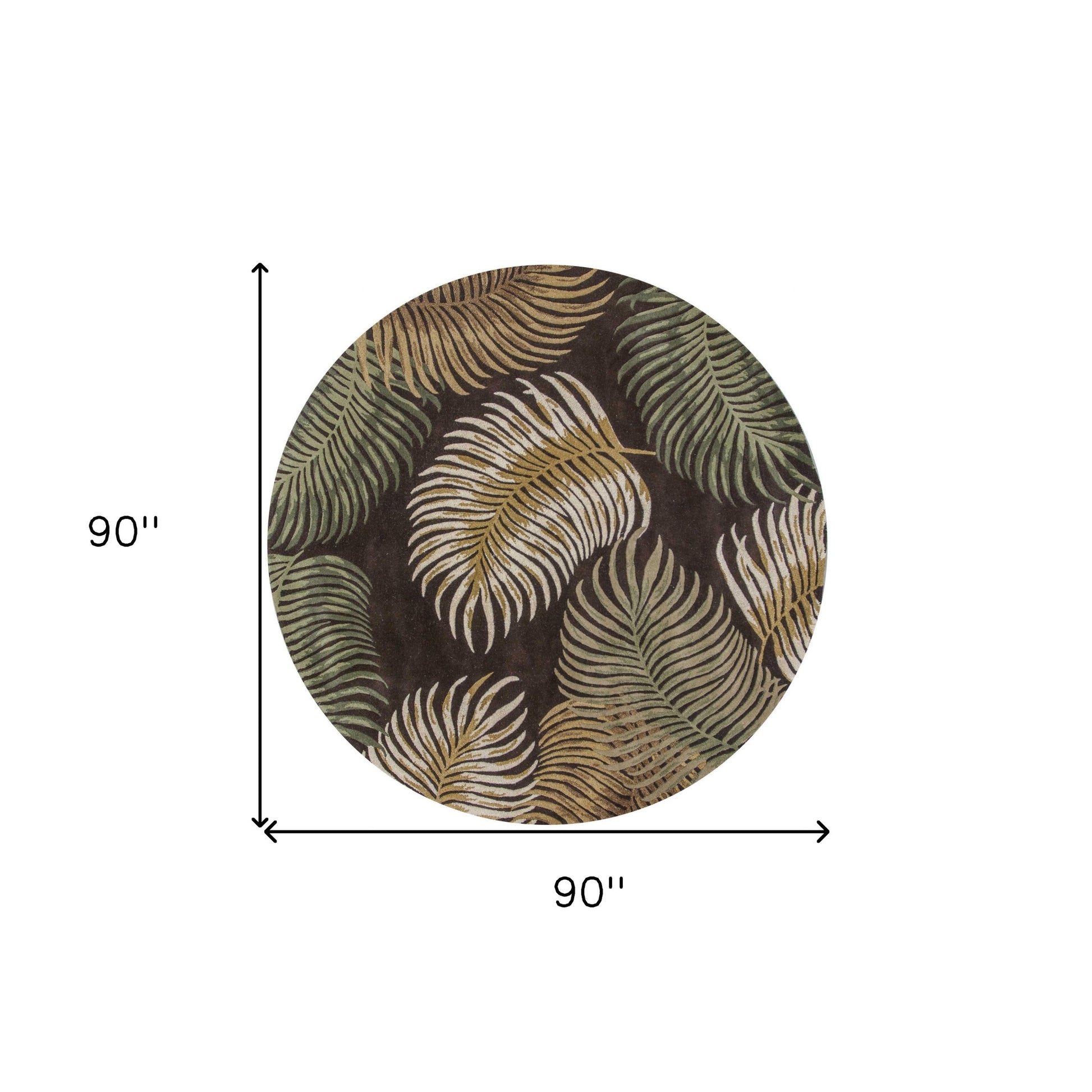 5' X 8' Espresso Beige And Green Wool Botanical Leaves Hand Tufted Area Rug-Area Rugs-DECOROLALA