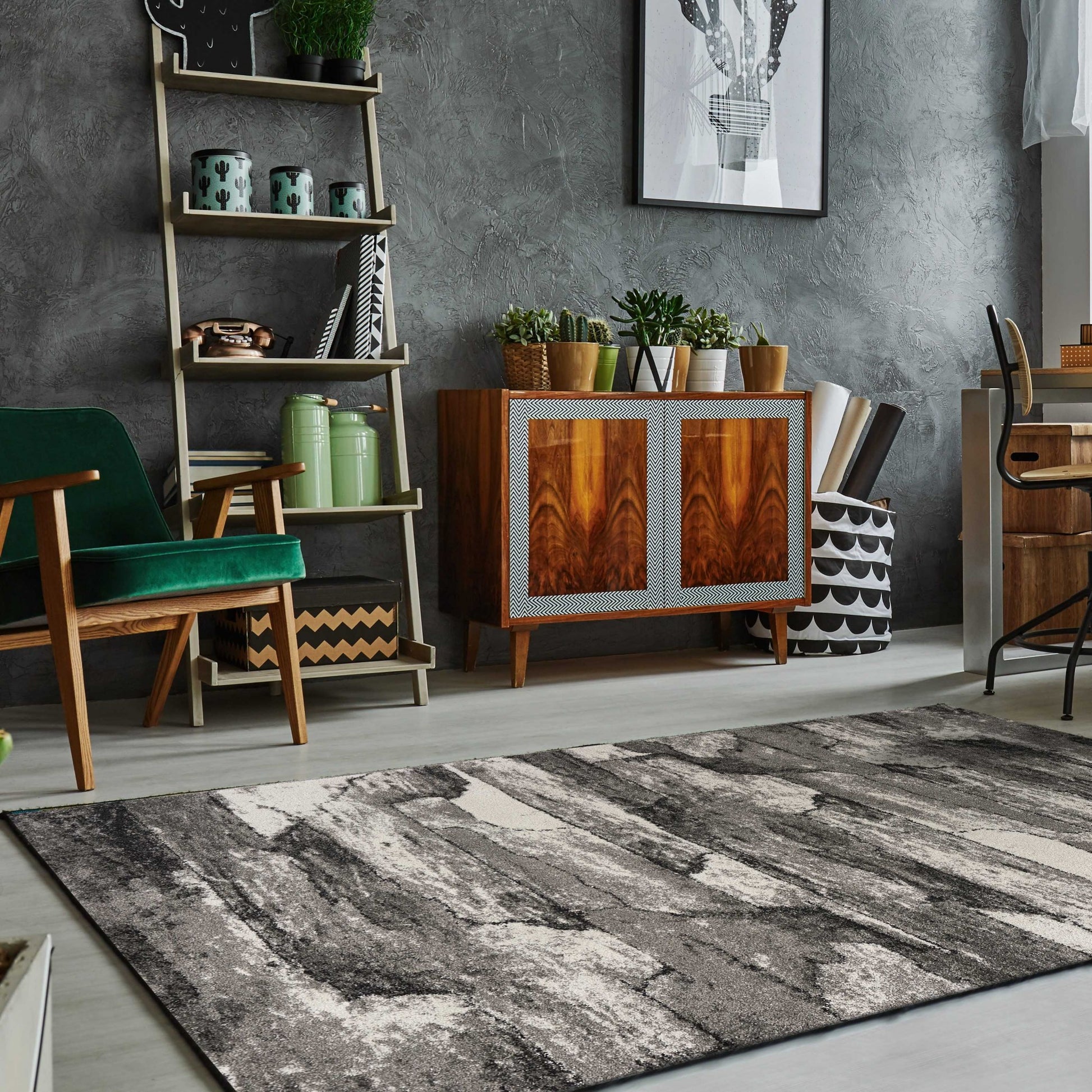 5' X 8' Gray Abstract Area Rug-Area Rugs-DECOROLALA