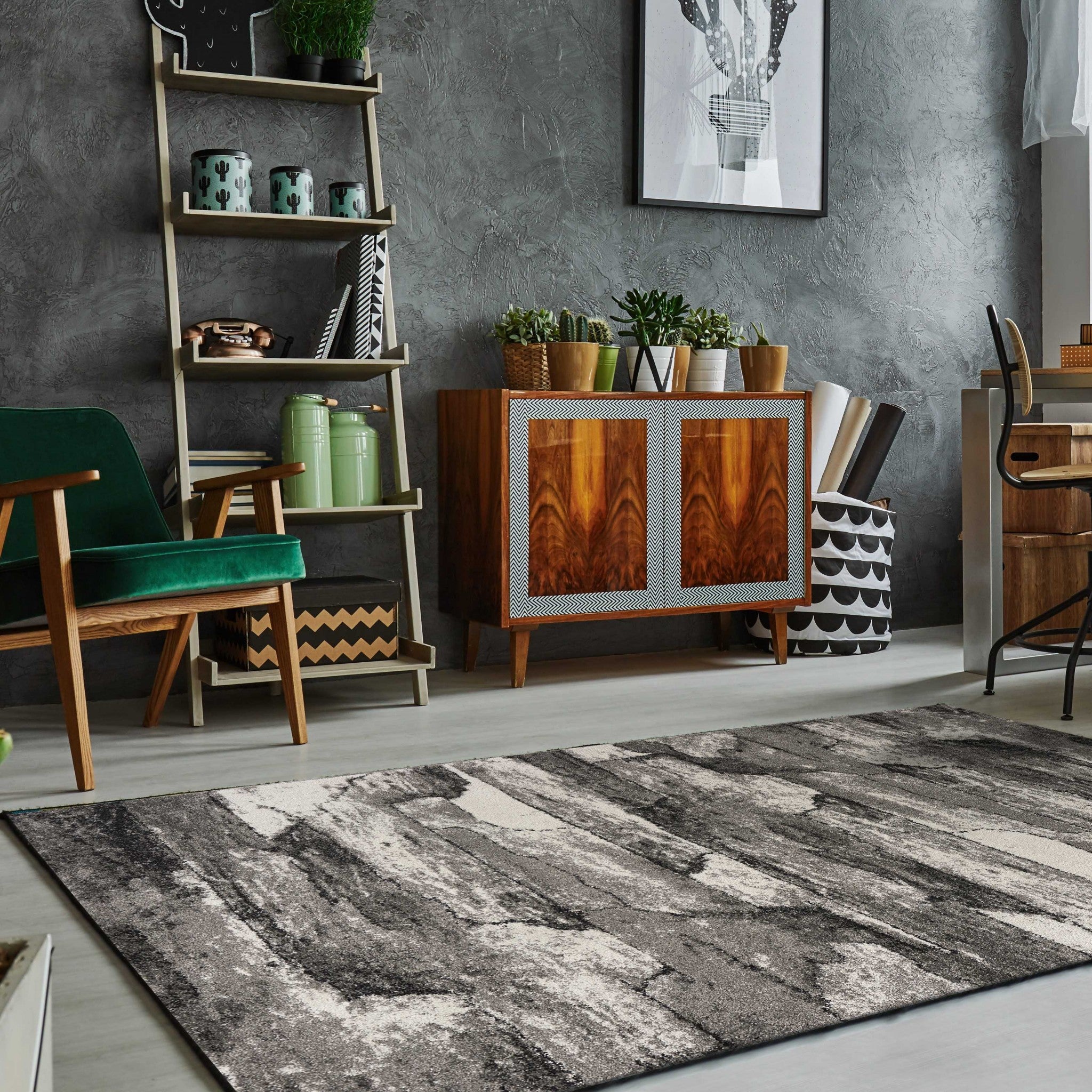 5' X 8' Gray Abstract Area Rug-Area Rugs-DECOROLALA