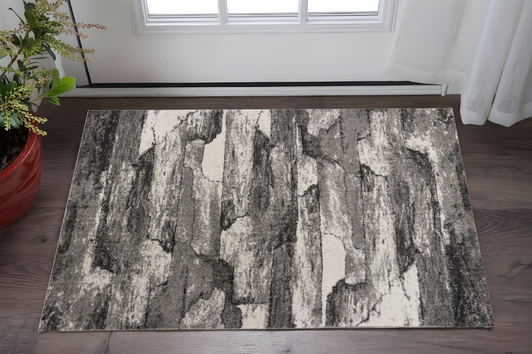 5' X 8' Gray Abstract Area Rug-Area Rugs-DECOROLALA