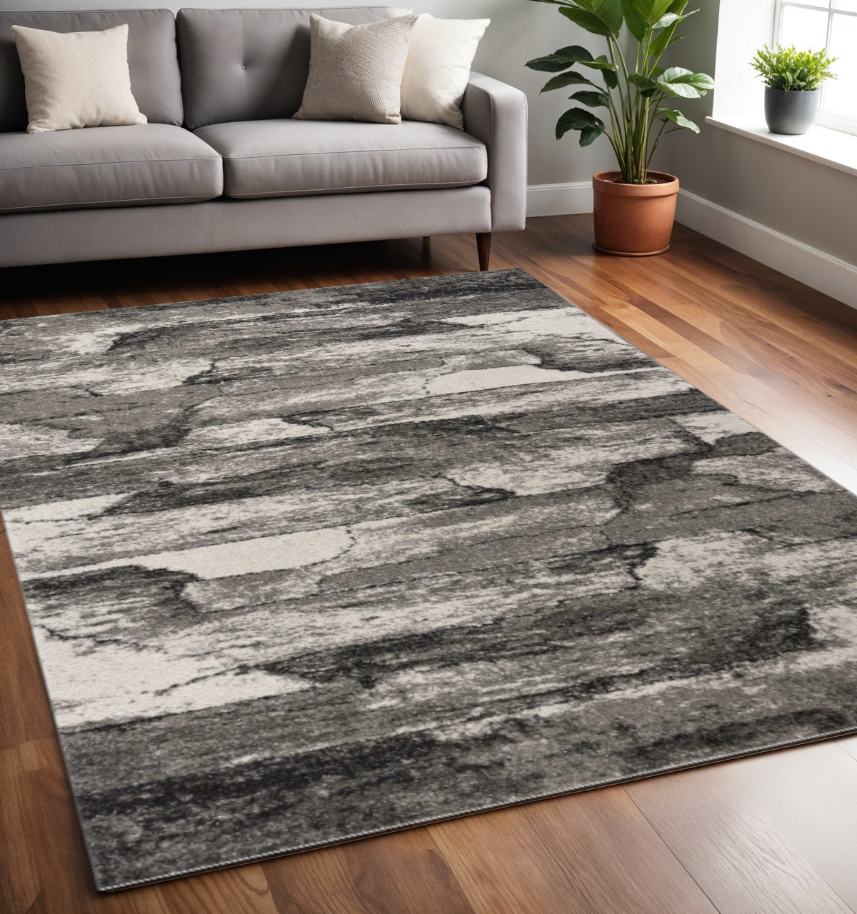 5' X 8' Gray Abstract Area Rug-Area Rugs-DECOROLALA