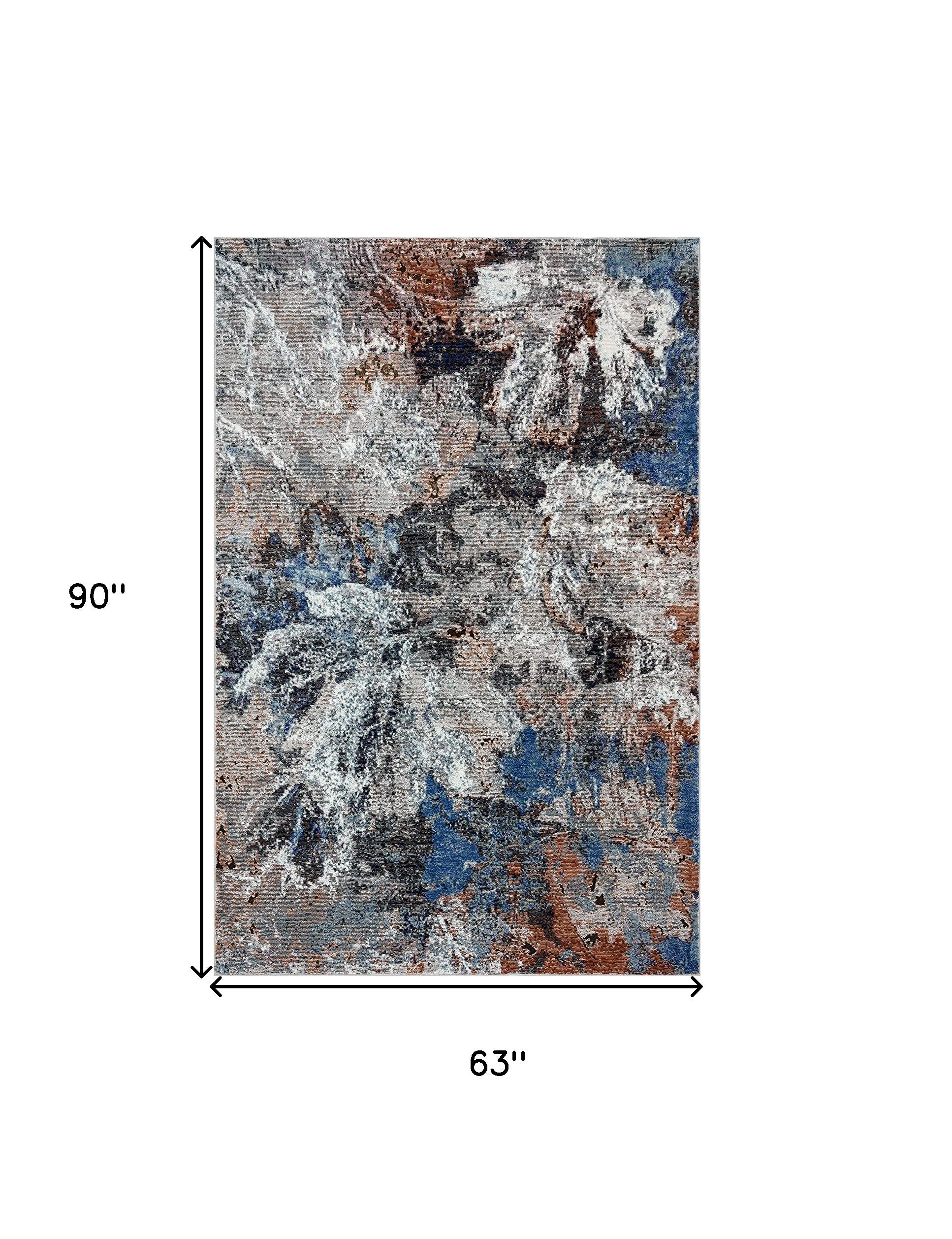 5' X 8' Gray Abstract Foliage Area Rug-Area Rugs-DECOROLALA
