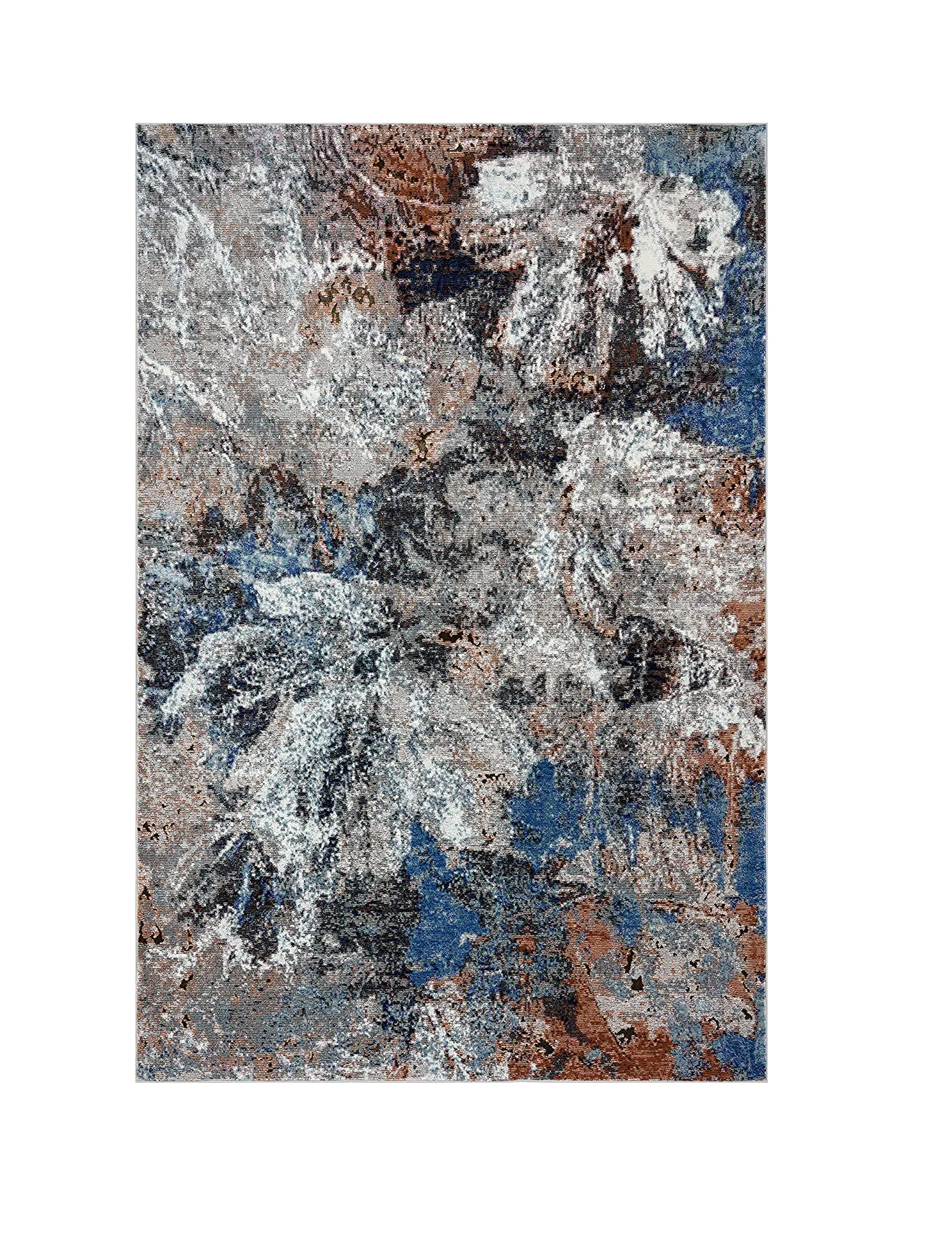 5' X 8' Gray Abstract Foliage Area Rug-Area Rugs-DECOROLALA