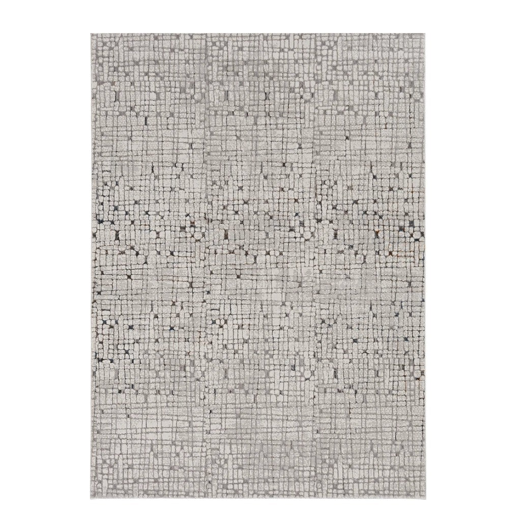 5' X 8' Gray And Black Abstract Distressed Area Rug-Area Rugs-DECOROLALA