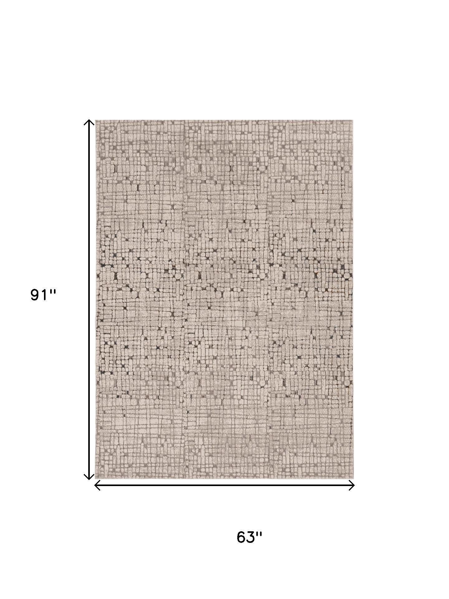 5' X 8' Gray And Black Abstract Distressed Area Rug-Area Rugs-DECOROLALA