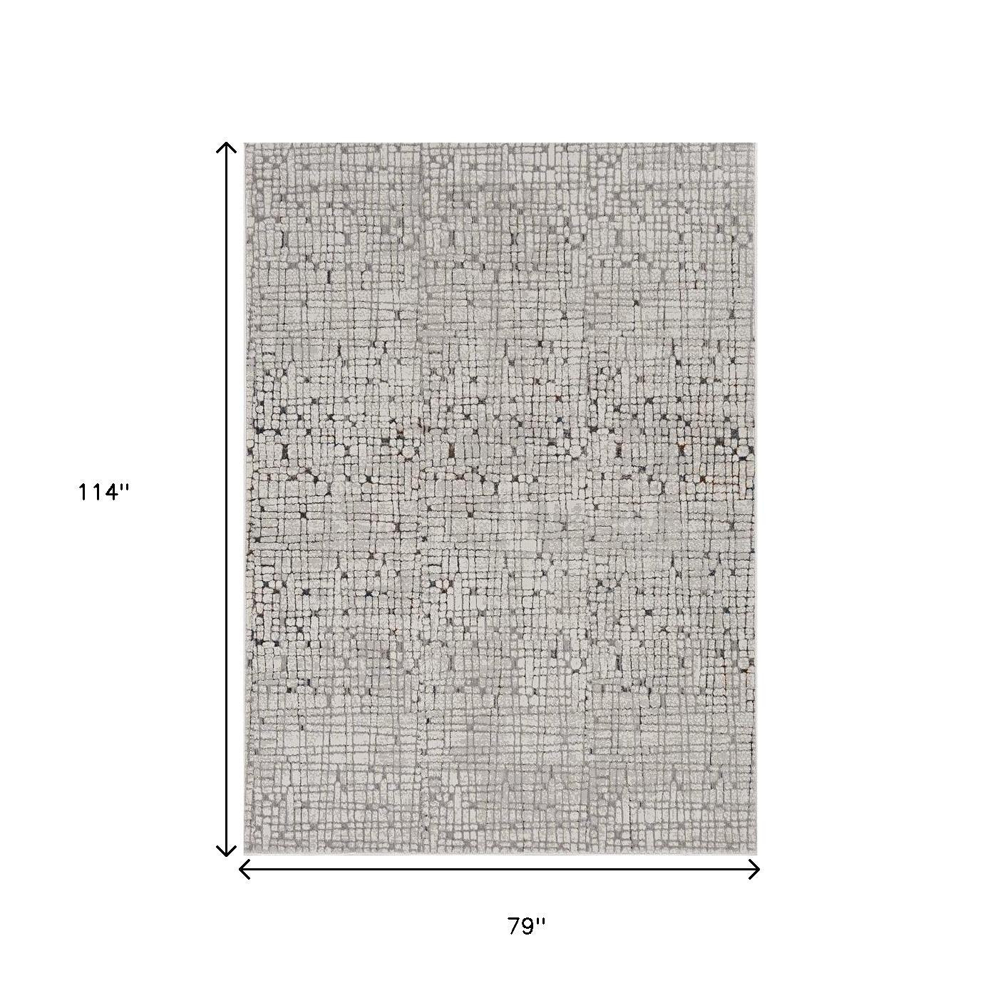 5' X 8' Gray And Black Abstract Distressed Area Rug-Area Rugs-DECOROLALA