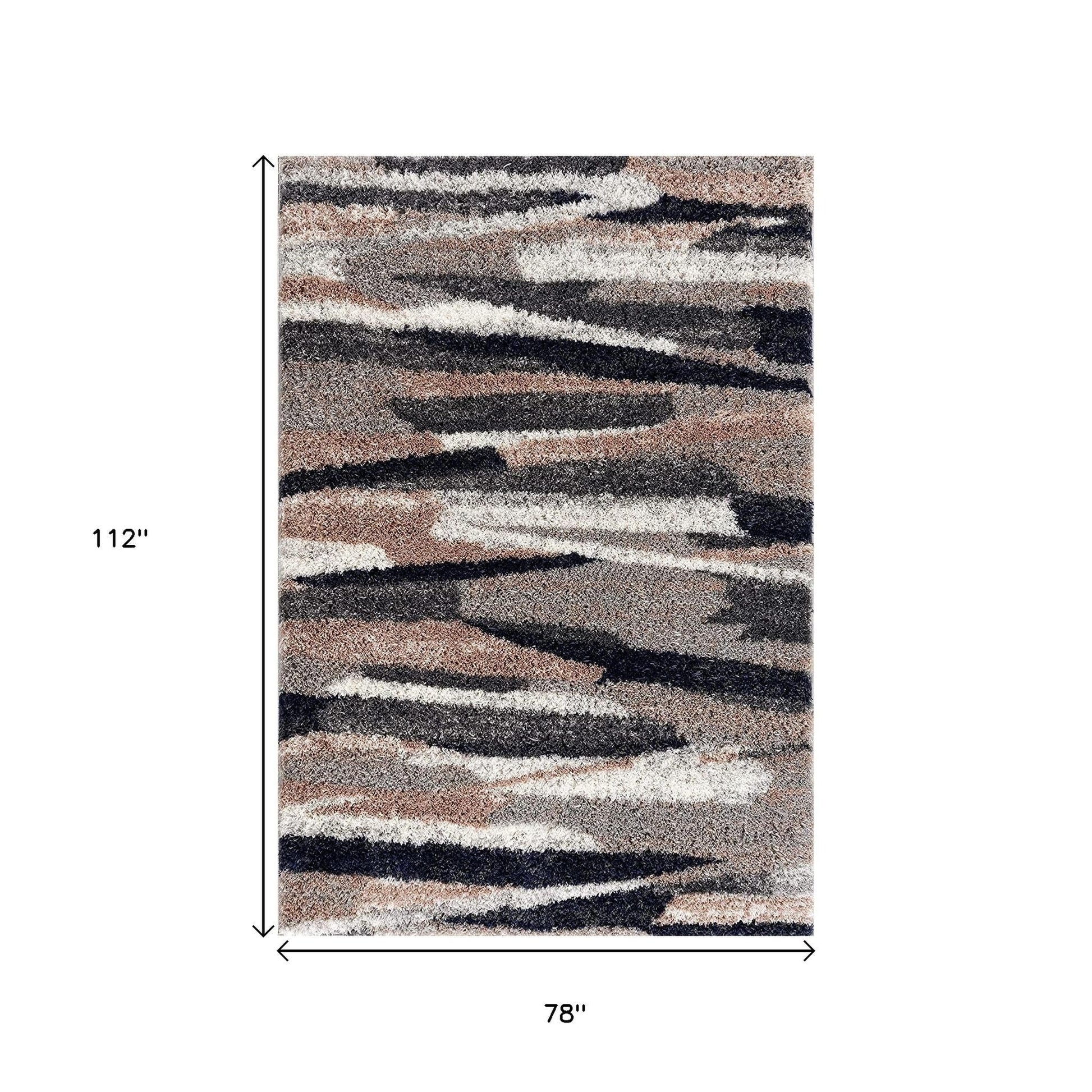 5' X 8' Gray And Black Strokes Area Rug-Area Rugs-DECOROLALA