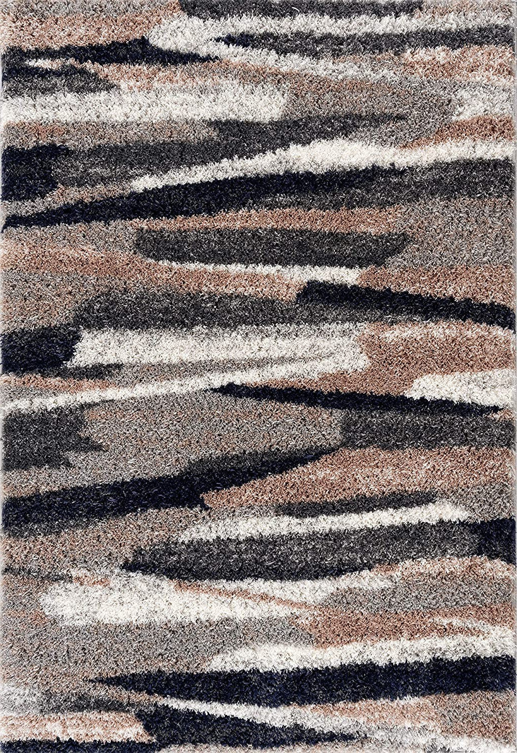 5' X 8' Gray And Black Strokes Area Rug-Area Rugs-DECOROLALA