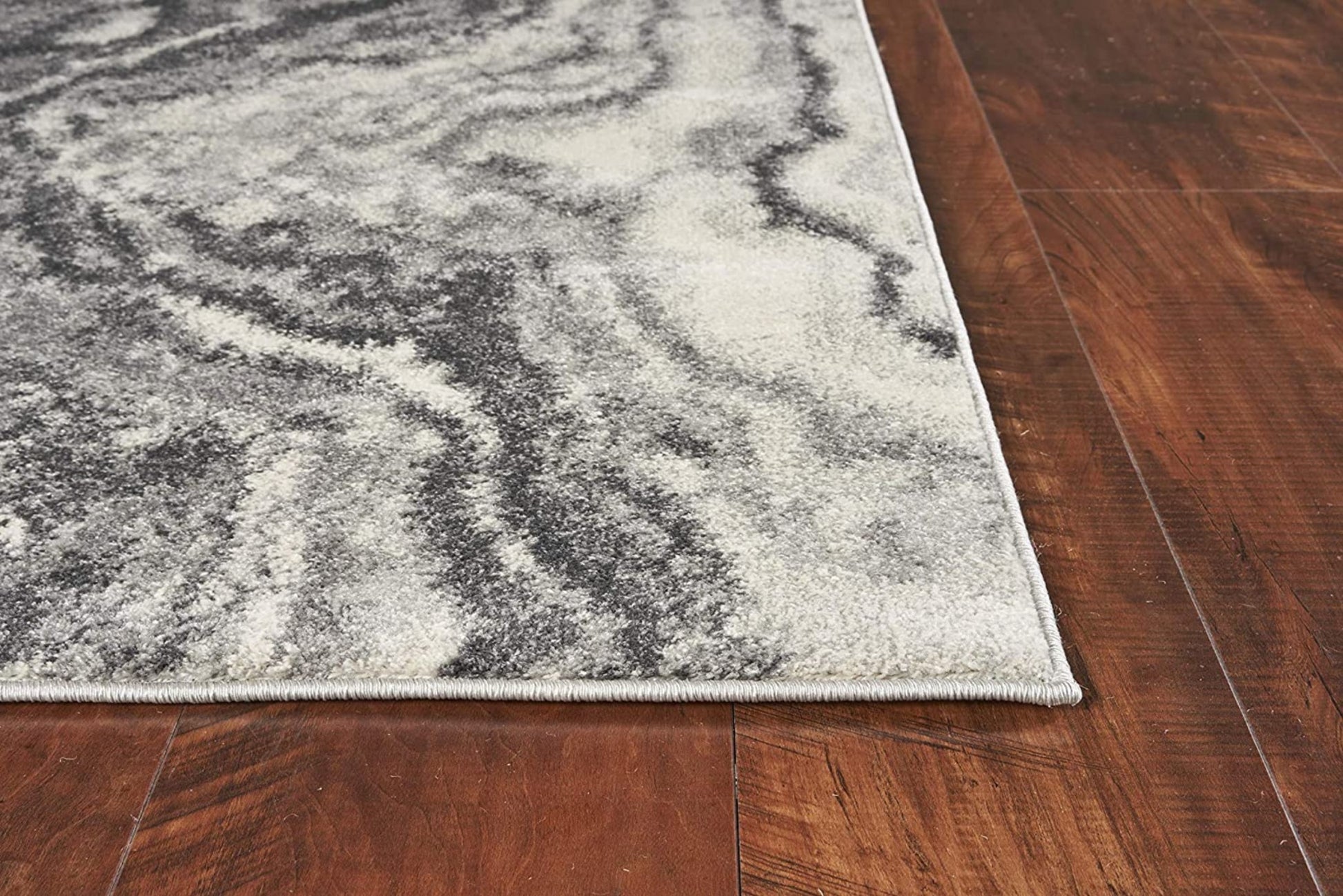 5' X 8' Gray And Ivory Abstract Area Rug-Area Rugs-DECOROLALA