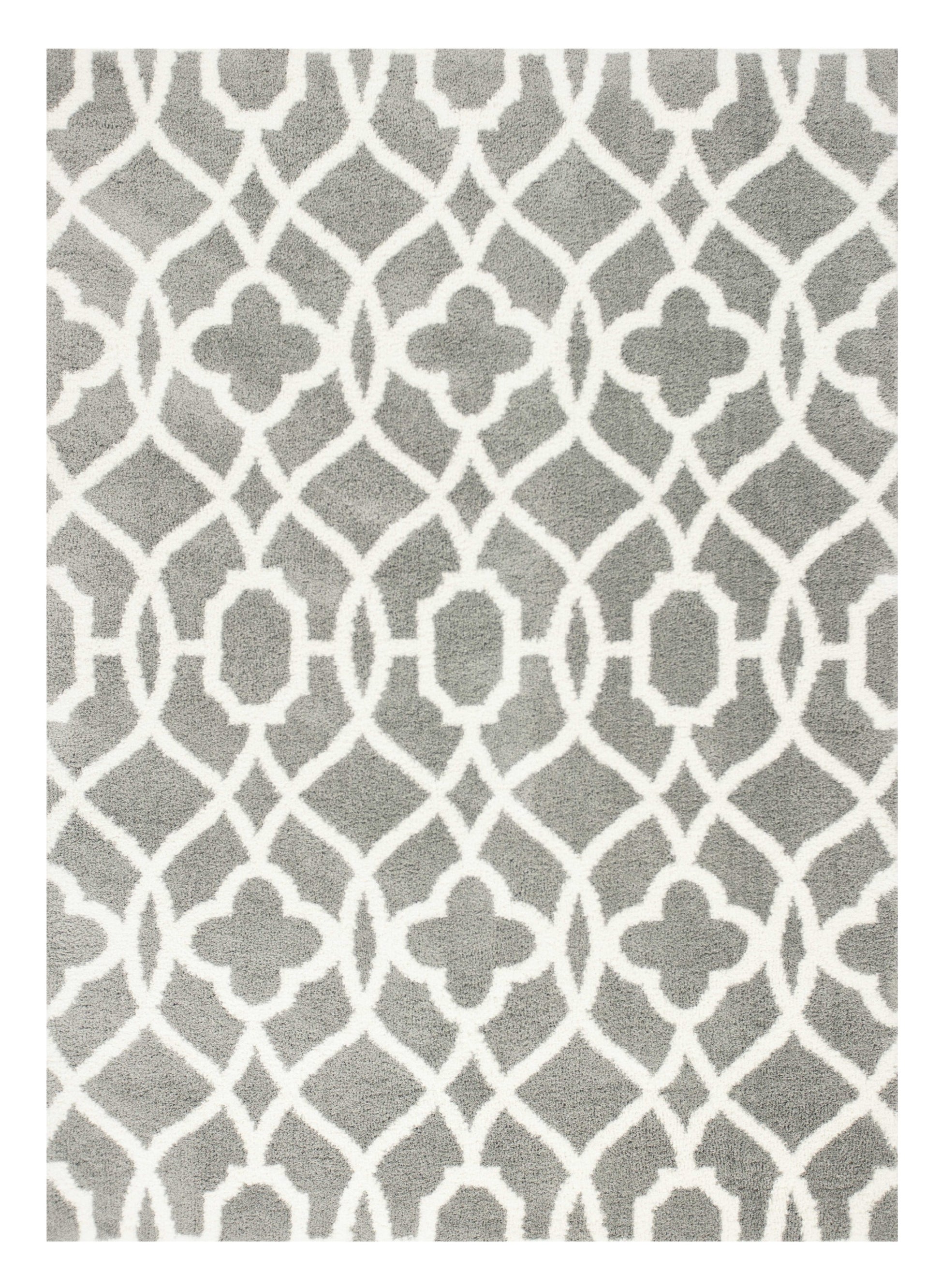 5' X 8' Gray And Ivory Ogee Area Rug-Area Rugs-DECOROLALA