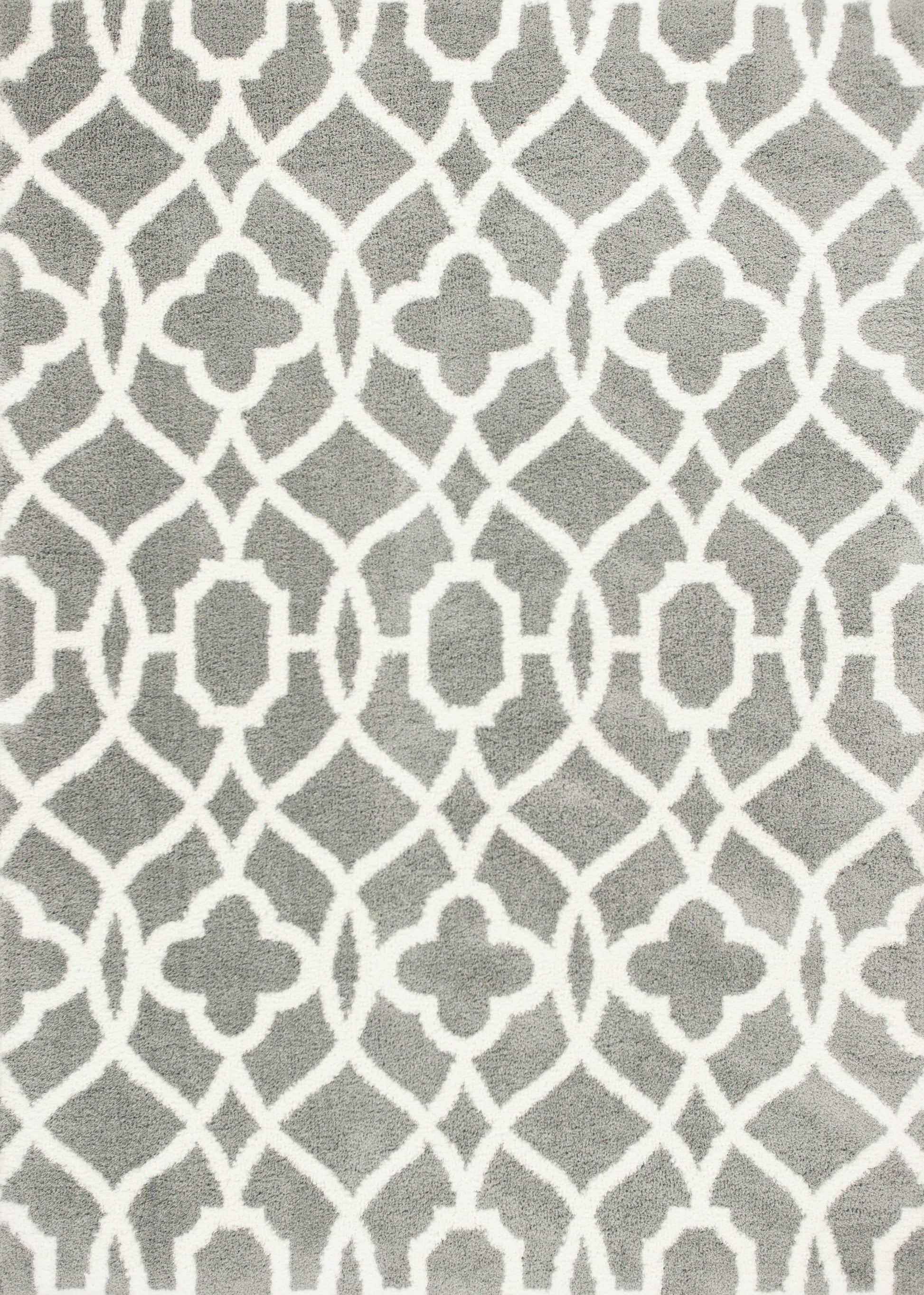 5' X 8' Gray And Ivory Ogee Area Rug-Area Rugs-DECOROLALA