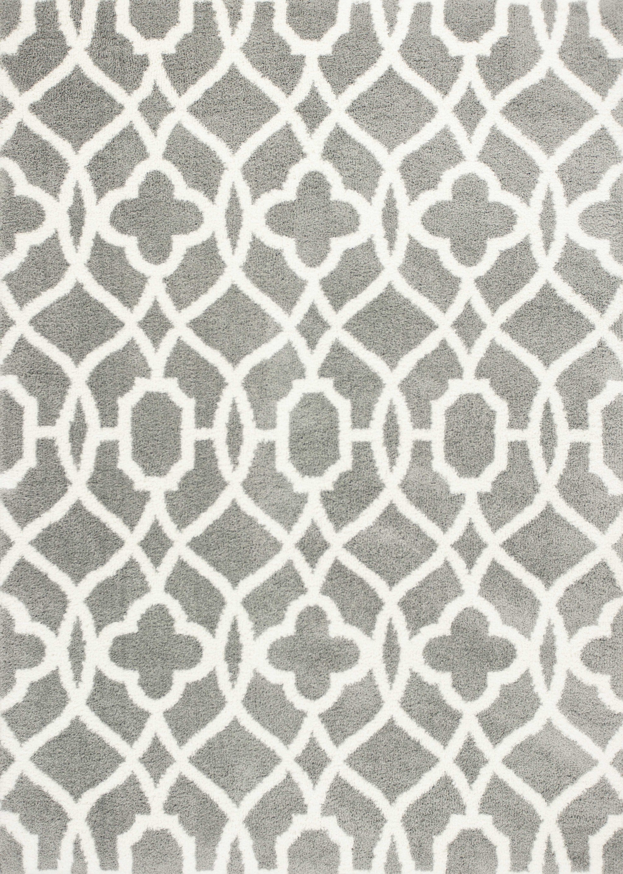 5' X 8' Gray And Ivory Ogee Area Rug-Area Rugs-DECOROLALA