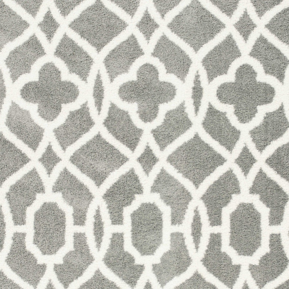 5' X 8' Gray And Ivory Ogee Area Rug-Area Rugs-DECOROLALA