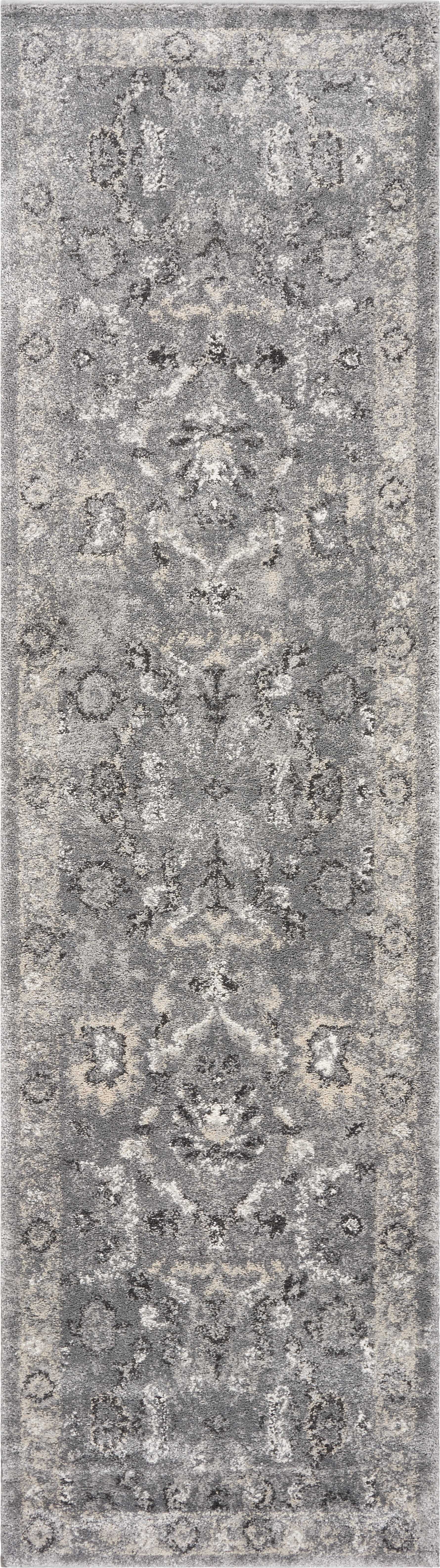 5' X 8' Gray And Light Gray Floral Medallion Area Rug-Area Rugs-DECOROLALA