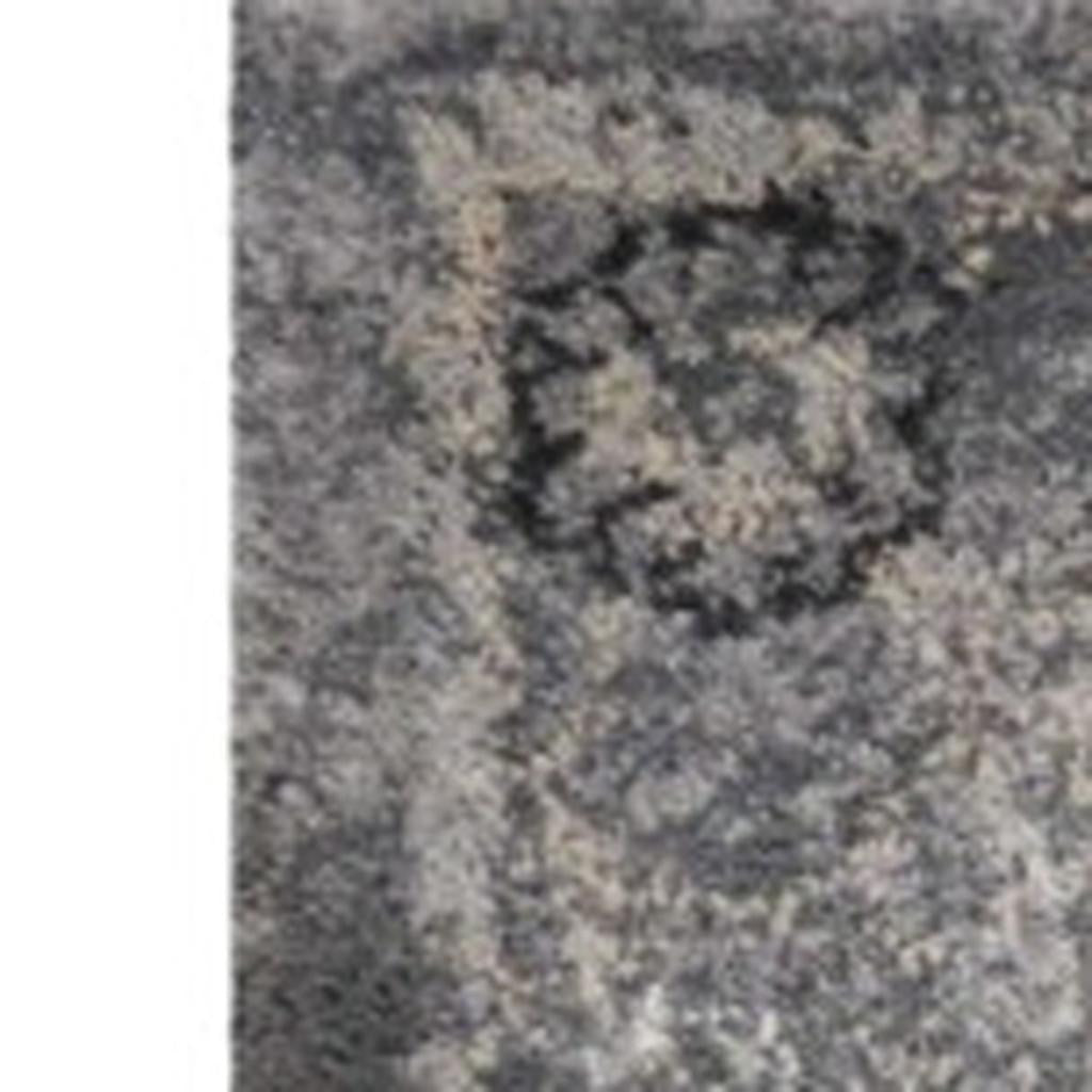 5' X 8' Gray And Light Gray Floral Medallion Area Rug-Area Rugs-DECOROLALA