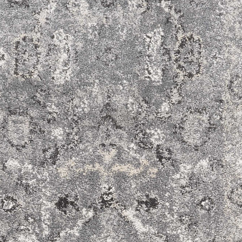 5' X 8' Gray And Light Gray Floral Medallion Area Rug-Area Rugs-DECOROLALA