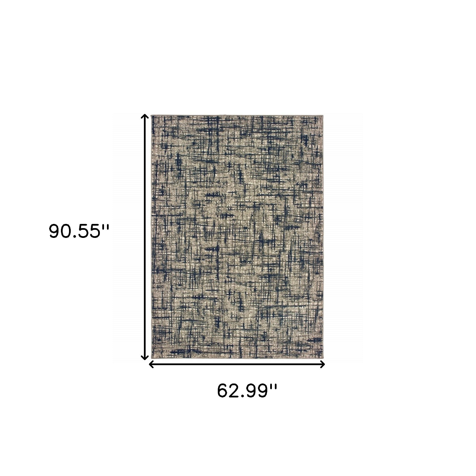 5' X 8' Gray And Navy Abstract Area Rug-Area Rugs-DECOROLALA