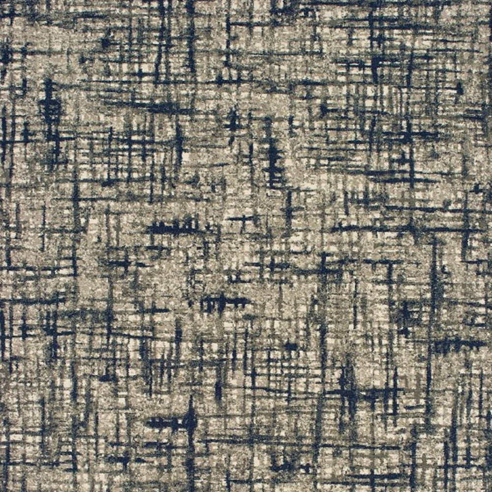5' X 8' Gray And Navy Abstract Area Rug-Area Rugs-DECOROLALA