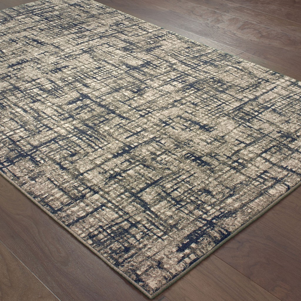 5' X 8' Gray And Navy Abstract Area Rug-Area Rugs-DECOROLALA