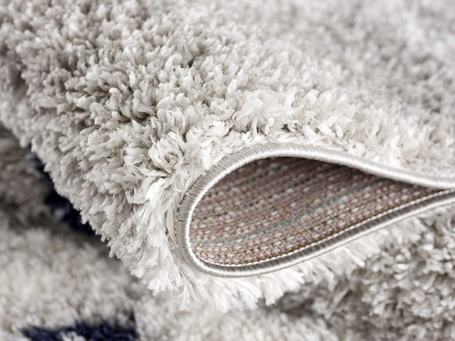 5' X 8' Gray And Navy Boho Chic Area Rug-Area Rugs-DECOROLALA